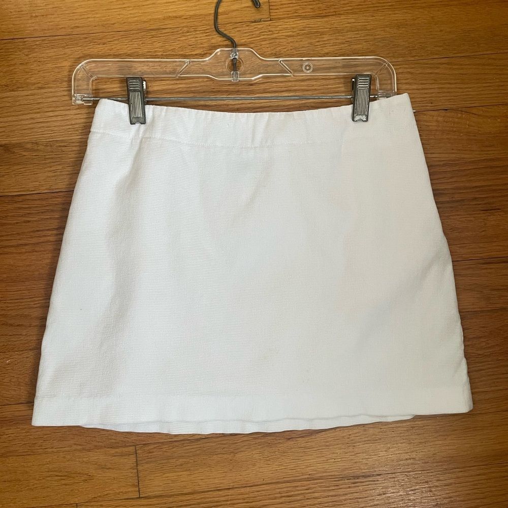 Express stretch Y2K White Mini Lined Cotton Skirt White Preppy Size 2 Vintage